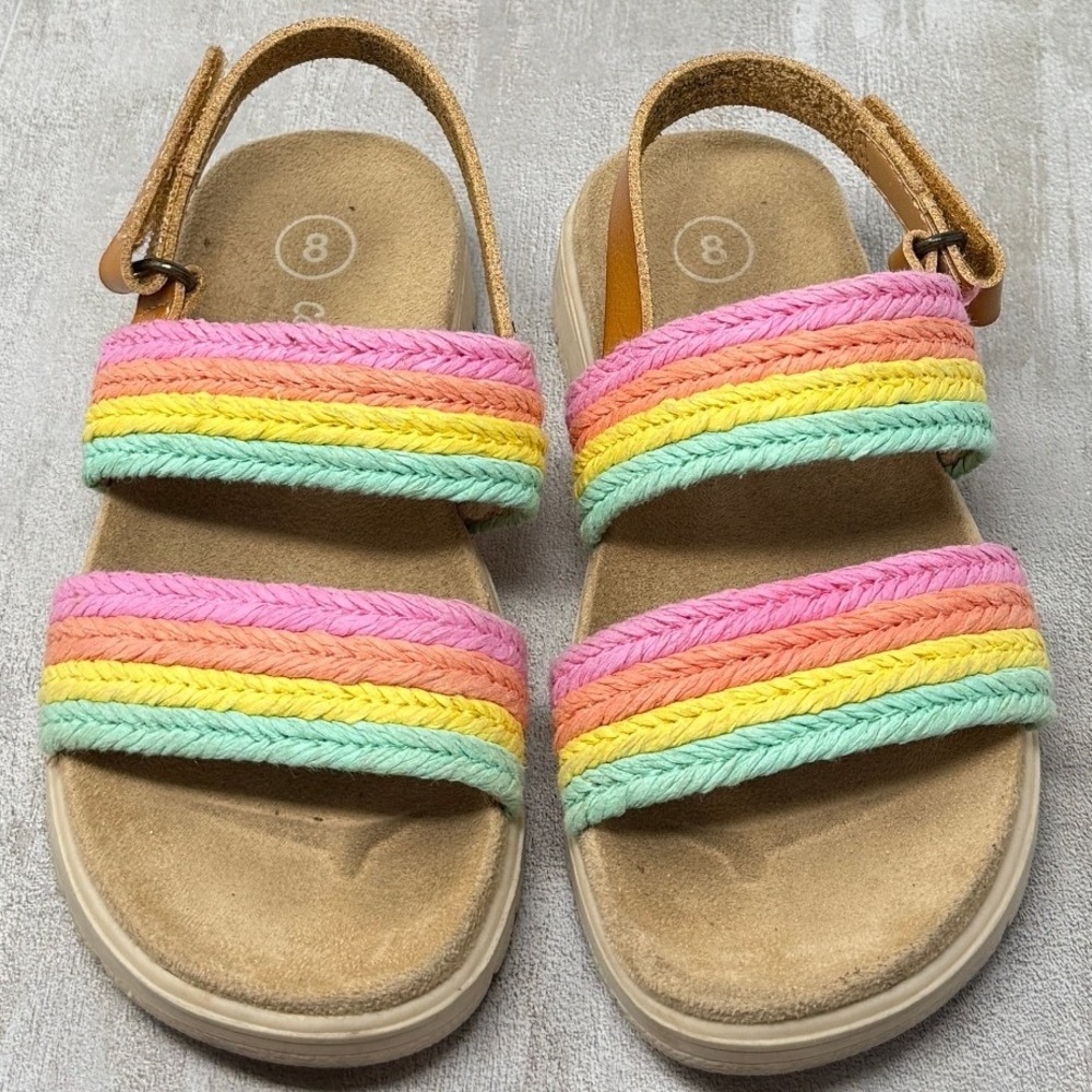 Cat & Jack Toddler Girls Rainbow Braided Slingback Sandals Multi Color Size 8